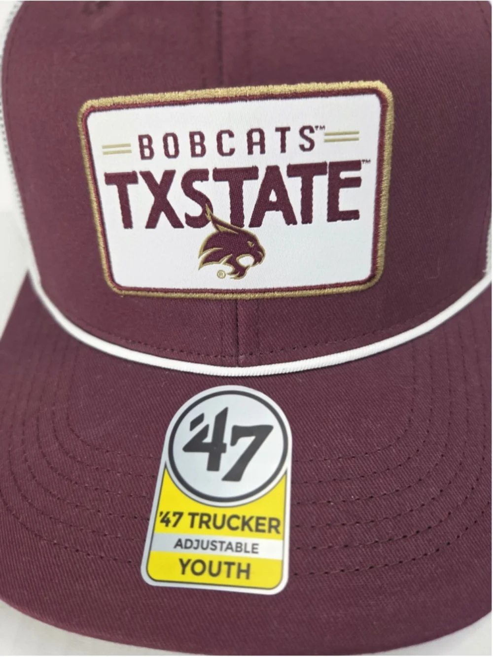 '47 Brand Texas State Bobcats YOUTH Trucker Snapback Cap Maroon White NWT #99